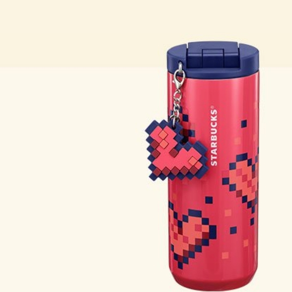 Starbucks 2025 Stainless Steel Vacuum Insulated Tumbler Hearts Pixel Valentines - Picture 2 of 2